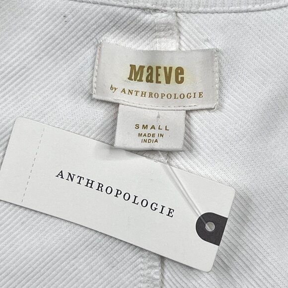 Maeve by Anthropologie Front Zip Ribbed Scoop Neck Top White Size S - NWT - Picture 4 of 7